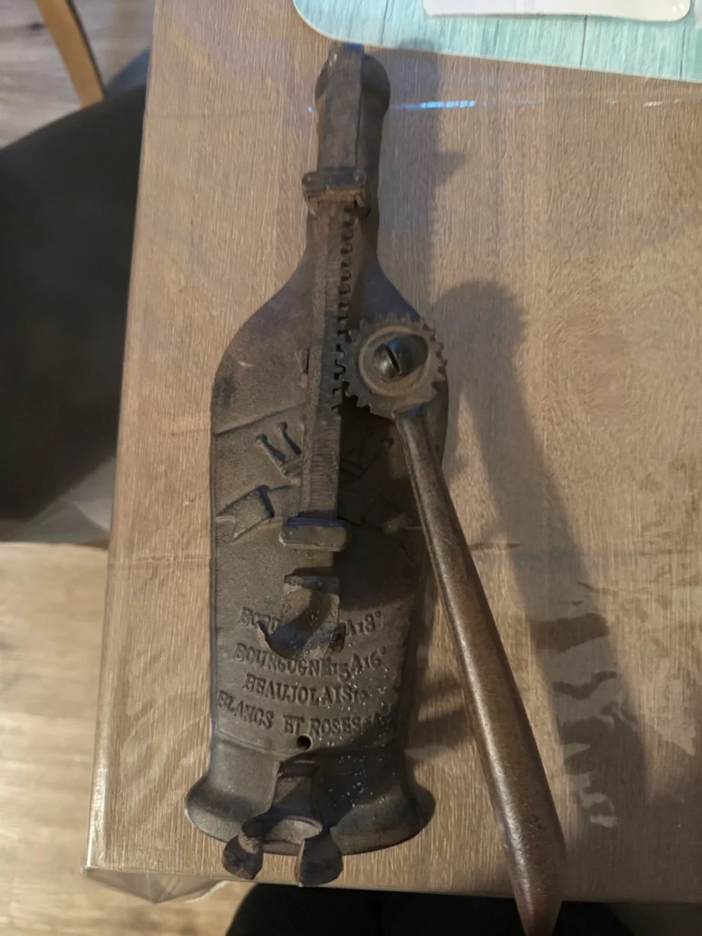 Antique-Style Black Wall-Mount Bottle Opener with Gear Detail